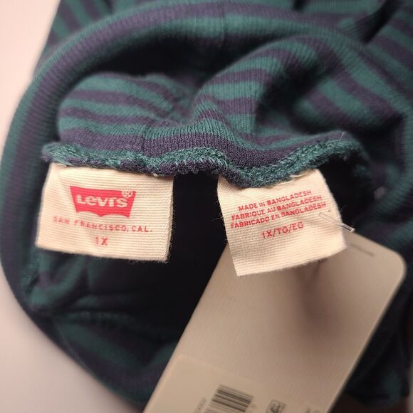 NWT Levis Women’s Plus Size 1X Green Blue Striped Turtleneck Cropped Body Fit - Picture 11 of 11